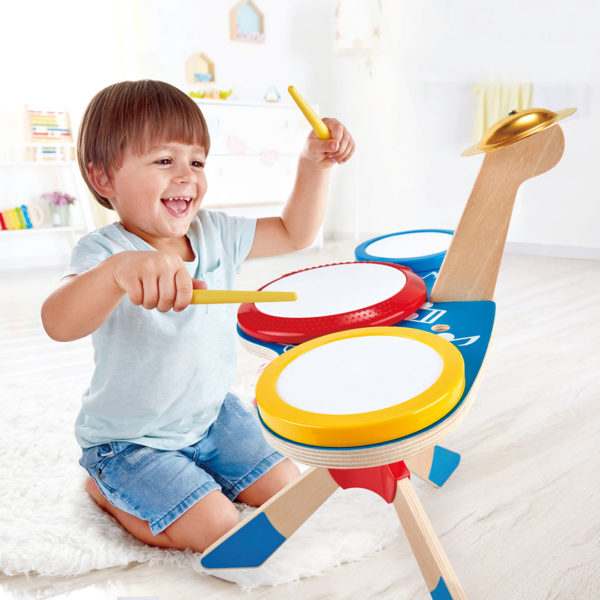 houten kinderdrumstel speelgoed hape drum and cymbal set