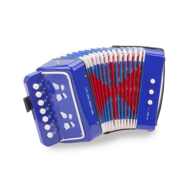 Blauwe speelgoed accordeon met muziekboekje kopen